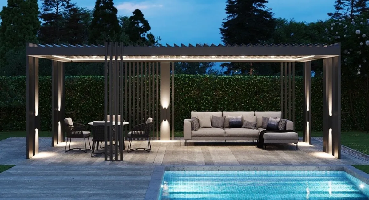 CODE Pergola – Budapesti luxuslakás medenceparti kiülője