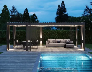 CODE Pergola – Budapesti luxuslakás medenceparti kiülője CODE Pergola – Budapesti luxuslakás medenceparti kiülője